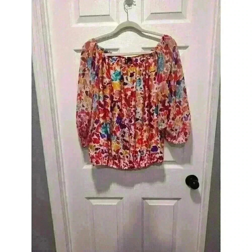 Bisou Bisou by Michelle Bohbot Cropped Blouson Floral‎ Multicolor Medium Women's